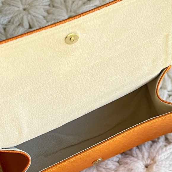 Tory Burch Orange Gold Logo Sunglass Eyeglasses Case NWOT - Picture 6 of 7